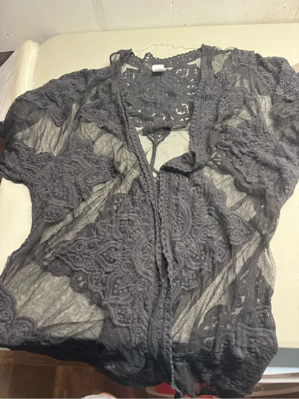 Black Lace Overlay Top - 2XL-3XL